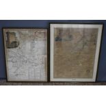 A map of Huntingdonshire, 73 by 56cm, framed and glazed and another of Northamptonshire, 70 by 52,