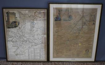 A map of Huntingdonshire, 73 by 56cm, framed and glazed and another of Northamptonshire, 70 by 52,