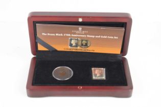 A London Mint 170th Anniversary penny black stamp and gold coin set, the coin being 24ct gold with a