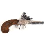 An 18th century flintlock boxlock miniature pocket pistol by Nock of London, steel screw off