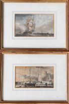 Attributed to Samuel Owen (1769-1887): sailing ships, watercolour on paper, unsigned, each 8 by