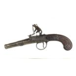 A flintlock boxlock pocket pistol by Barber, London, circa 1780, with turn off cannon barrel