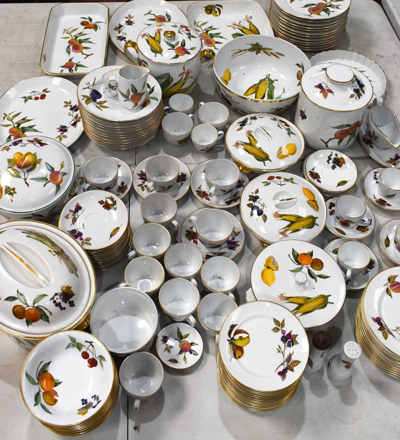 A Royal Worcester part dinner service in the Evesham pattern comprising, twelve dinner plates and - Image 2 of 3