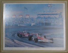 Lawrence Klonaris (20th century): James Hunt 1976 World Champion, McLaren M23, limited edition print