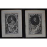 Two 18th century engravings, printed by J&P Knapton of London, 1742, portraits of Sir Henry Vane and
