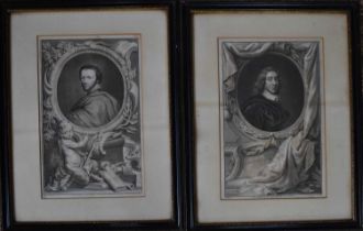 Two 18th century engravings, printed by J&P Knapton of London, 1742, portraits of Sir Henry Vane and