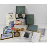A group of militaria, to include RAF note books to W.L Ball F/LT 3503705, First Day Covers including