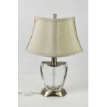 A Waterford glass lamp base, with silk shade, 50cm high.