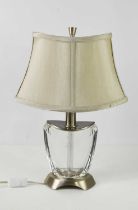 A Waterford glass lamp base, with silk shade, 50cm high.