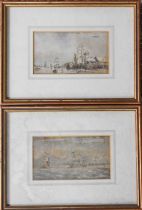 Attributed to Samuel Owen (1769-1887): sailing ships, watercolour on paper, unsigned, each 8 by