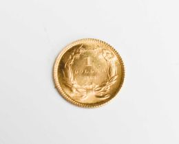 A USA gold dollar dated 1862.