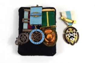 Masonic Interest: a group of Masonic jewels, including two silver examples, one in silver gilt