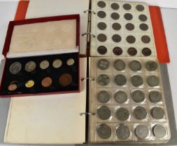 Two albums of Victorian and later coinage to include half crowns, florins, shillings, sixpences,