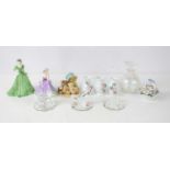 A group of ceramics and glass including three Swarovski Crystals, comprising swan, water-lily and