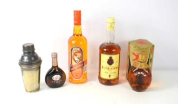 A collection of alcohol to include Dimple Scotch whisky, Badel Svatovski Kruskovac liqueur, Fundador