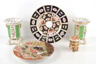A group of ceramics to include a Royal Crown Derby plate in the Imari pattern, Chamberlains
