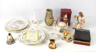 A group of ceramics to include Villeroy & Boch Santa trinket box, Wedgwood dish, Sylvac deer