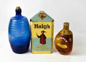 A Vintage Dimple Haigs Scotch Whisky, in the original box, together with a blue glass half gallon