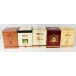 Five Bell's Whisky Limited edition Old Scotch Whisky porcelain Christmas decanters, all boxed, 2002,