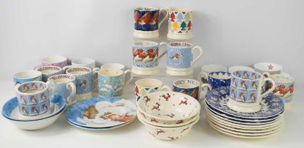 A selection of Emma Bridgewater and further porcelain Christmas themed pottery, to include