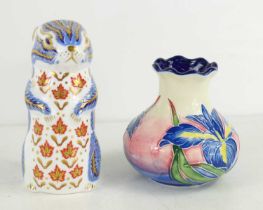 A Royal Crown Derby paperweight in the form of a chipmunk and an Old Tiptonware vase, trail
