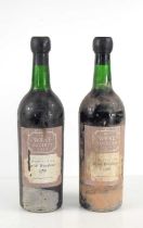 Two bottles of Smith Woodhouse 1966 Vintage Port, with Wine Society Label, labels, and wax cap