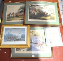 A group of decorative prints, comprising a series of three later reproductions of Regency