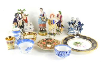 A group of ceramics to include a Coalport plate, hand painted to the centre with pink cyclamen,