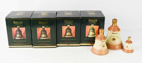 Bell's Old Scotch Whisky, Christmas Edition Decanter 1995, 1994, 1992, 1993, all boxed, together