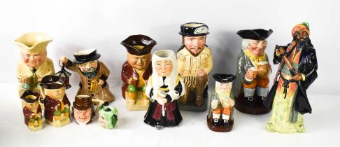 A quantity of character and Toby Jugs, including two Royal Doulton examples and a Royal Doulton