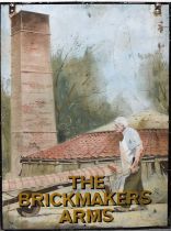 A full size pub sign of 'The Brickmakers Arms', painted to both sides.