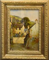 A 20th century oil on board depicting Polperro Cornwall, oil on board, signed lower right J A