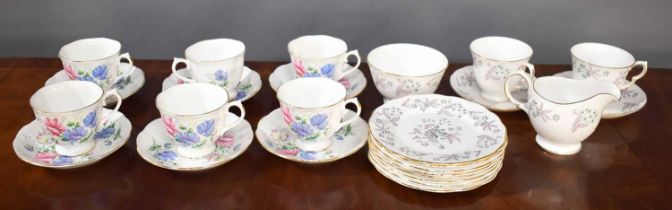 A Royal Albert Sweet Pea pattern part tea service, together with Colclough examples.