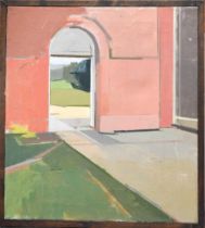 Jill P Barthorpe (20th century): open doorway, oil on canvas, 50 by 44cm.