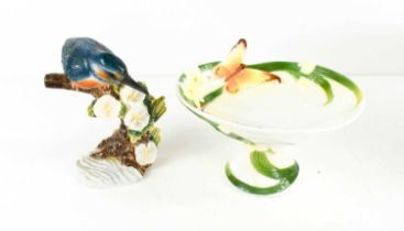 CHARITY LOT: A Beswick porcelain kingfisher perched on a branch adorned with flowers, together