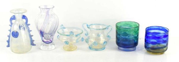 A collection of art glass to include early 20th century Murano glass vase, green and blue glass