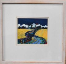 Elspeth Garbut (20th century): Landscape, Oil Pastel, 18 by 19cm.