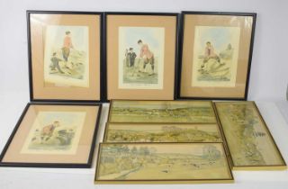 A group of four hunting related coloured prints, after Harry Elliot together with four Edmund G