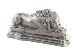 After Isidore Jules Bonheur (French 1827-1901): a bronze figure of 'Leon', or a recumbent lion,