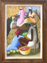 Claude Dambreville (Haitian 1934 - 2021): ladies in a market, circa 1960, signed bottom right, 40 by
