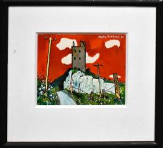 Rigby Graham (British Contemporary): Bellynalackan Castle, mixed media 1986, 11 by 14cm.