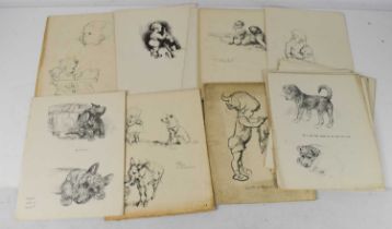 A collection of early 20th century prints, mostly by Scott Langley of children, dogs and animals,