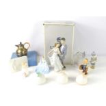 A group of porcelain figurines and ornaments to include Lladro now and forever number 07642,