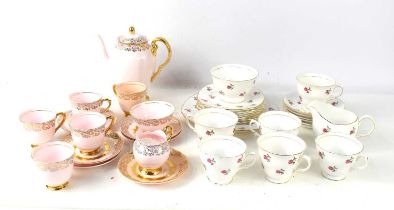 An Ashley bone china tea set with 22kt gold decoration together with a Colclough part tea set.