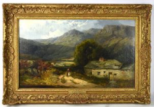 George William Pettitt ( 1831-1863): oil on board, "Buttermere, Cumberland" depicting cottage in the
