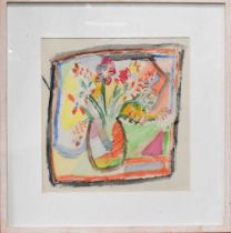 Sally Waters (20th century): Still life with Country Flowers, pencil and watercolour, 31 by 31cm.