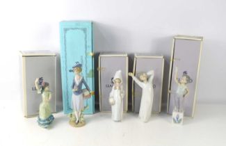 A group of boxed Lladro figurines comprising of a young girl holding books "After School" number