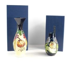A Moorcroft vase in the Anna Lily pattern, of baluster form with squared top, initialled