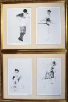 Robert Heindel, a set of four limited edition prints, 'Dancers at the Garden', monochrome, all 9/