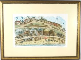 Glynn Thomas (b.1946): limited edition print, 'Southwold Beach Huts' number 32 of 200, numbered,